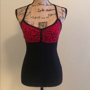 Black and red leopard print Bebe Sport tank